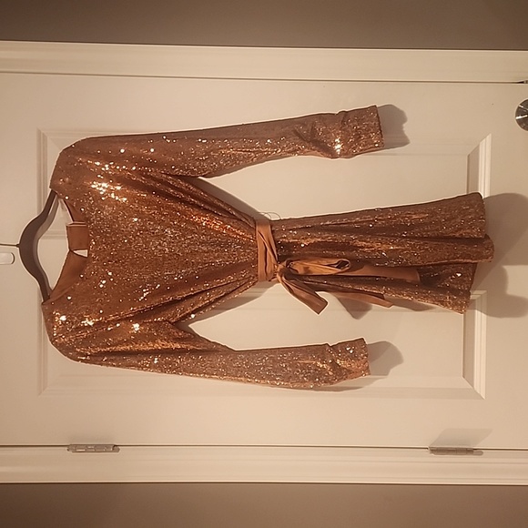 NWT Ramy Brook Hallie Sparkle Dress in Copper, Size S - Picture 2 of 7